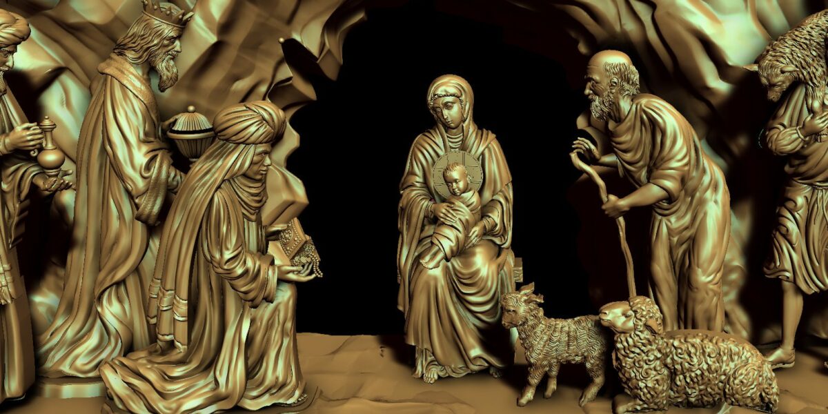 Nativity scene unfinished view 3D modeling of parts and assemblies, CAD engineering and design of molds and tooling, Reverse engineering, Preparation of CAD models