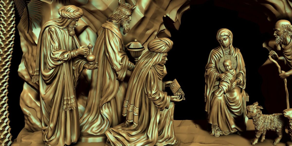 Nativity scene unfinished view 3D modeling of parts and assemblies, CAD engineering and design of molds and tooling, Reverse engineering, Preparation of CAD models